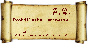 Prohászka Marinetta névjegykártya